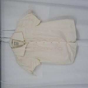 Anthropologie Odille Ties in Front and Sleeve Button Front Fitted Cream Size 6